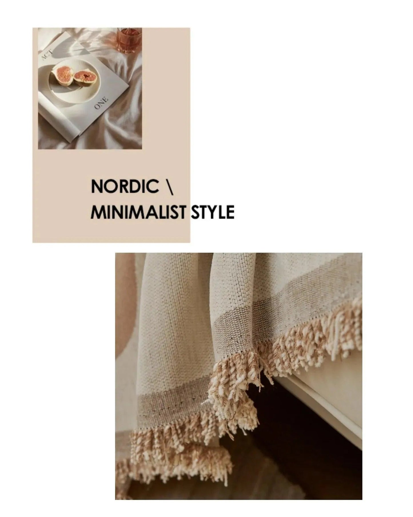 4 Chenille Line Pattern Throw Blanket with Tassel │ Simple Nordic Jacquard Reversible Double Sided Sofa Cover