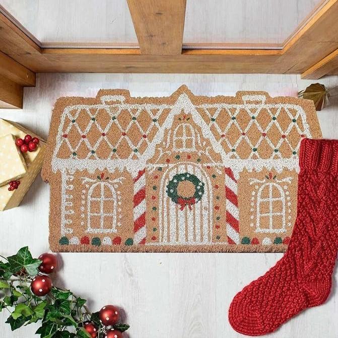 Christmas Door Mat Outdoor, Eco Friendly Christmas Door Mats for Front Door, 24 X 12 Inch Welcome Matt or Doormat for Home Entrance, Durable & Anti Slip Coir Door Mats