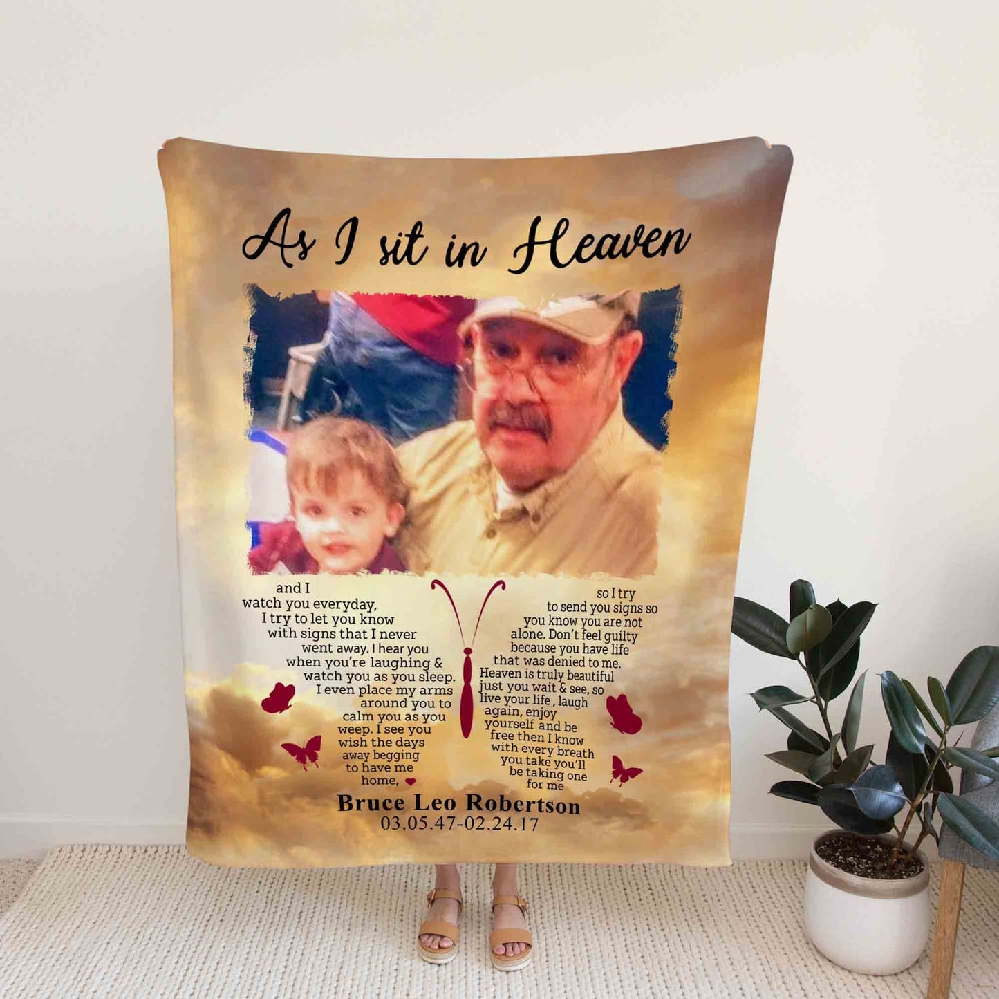 As I Sit In Heaven Blanket, Custom Image Blanket, Custom Name Blanket, Memorial Blanket, Family Blanket, Christmas Blanket