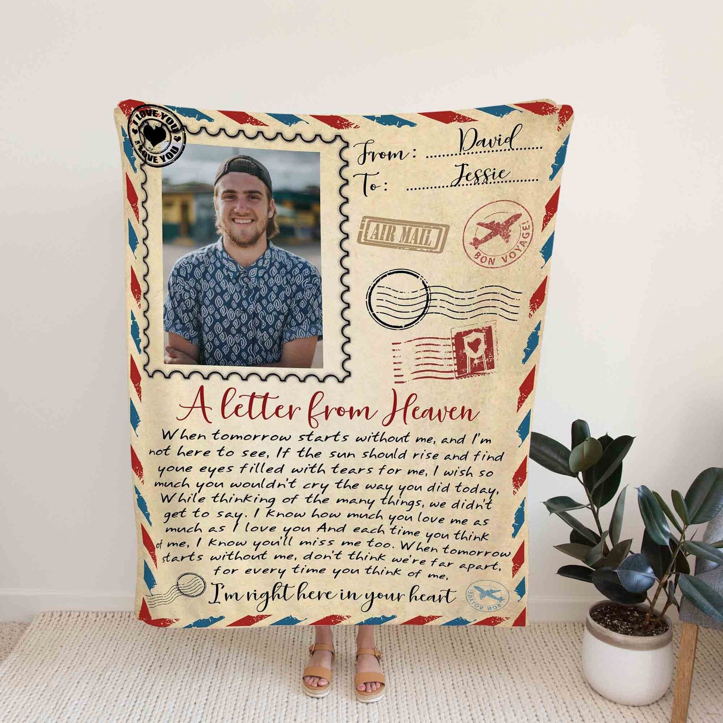 Letter From Heaven Blanket, Letter Blanket, Memorial Blanket, Custom Image Blanket