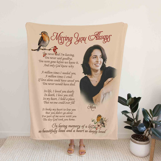 Missing You Always Blanket, Custom Image Blanket, Memorial Blanket