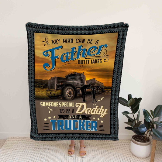 Daddy Blanket, Dad And Trucker Blanket, Truck Lover Blanket, Father's day Blanket, Father Fleece Blanket, Blanket for Dad, Christmas Blanket