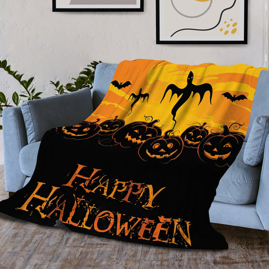 Halloween Blanket, Pumpkin Blanket, Bat Blanket, Spider Blanket, Halloween Home Decor, Orange Blanket Gift