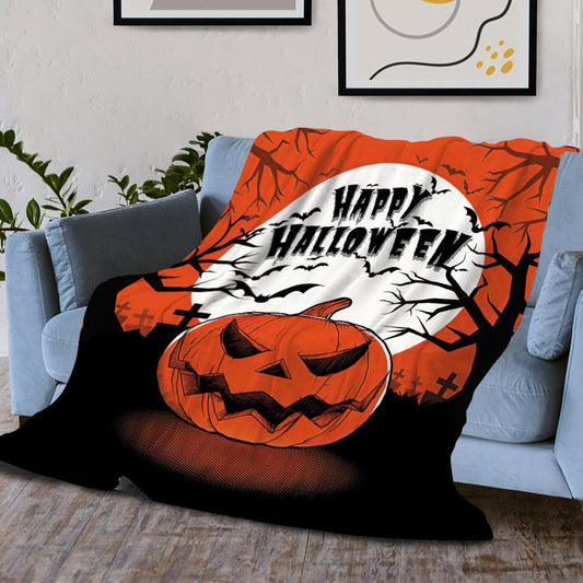 Halloween Blanket, Pumpkin Blanket, Bat Blanket, Spider Blanket, Halloween Home Decor, Red Black Blanket Gift