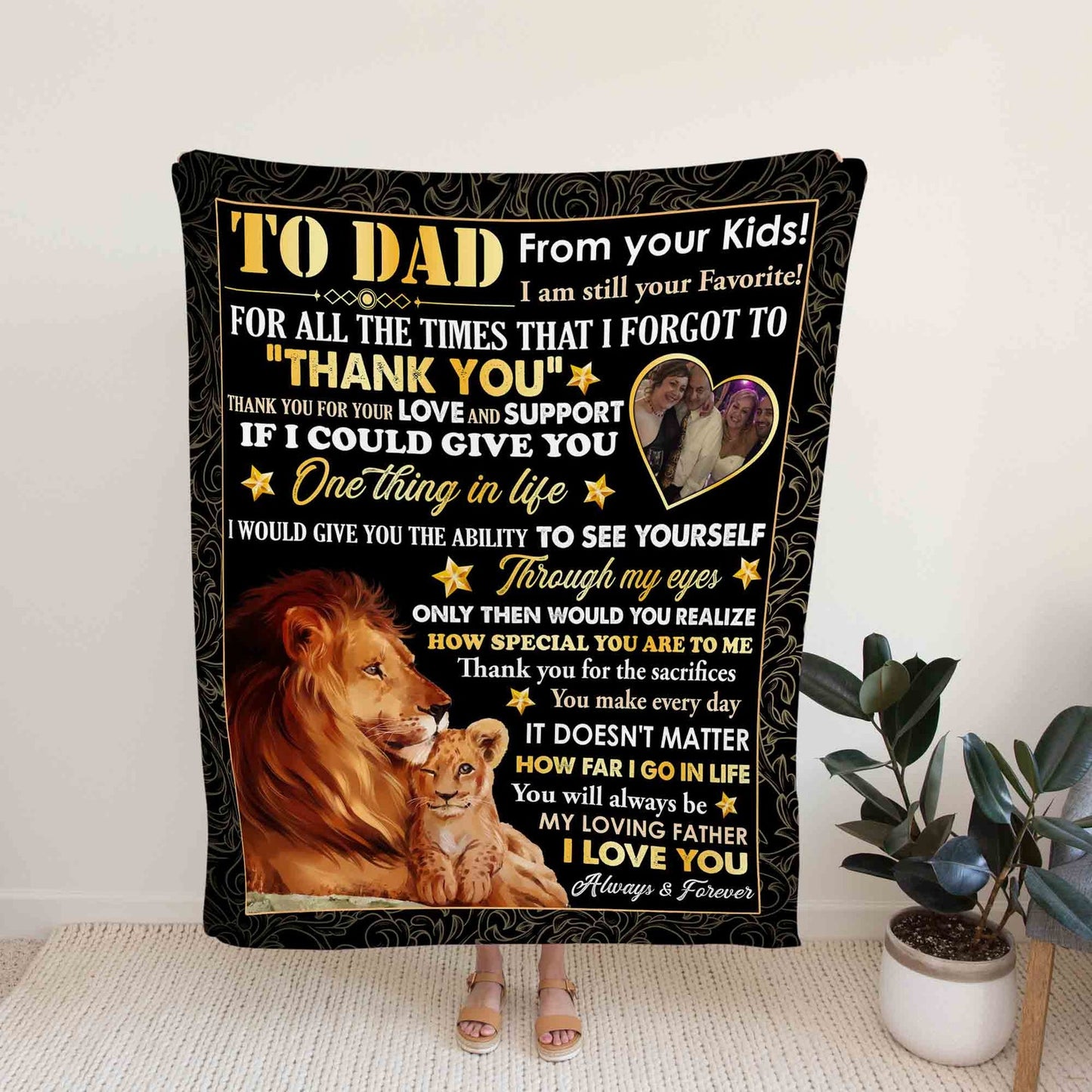 To My Dad Blanket, Custom Name Blanket, Custom Photo Blanket, Family Blanket, Father Fleece Blanket - Blankets for Christmas