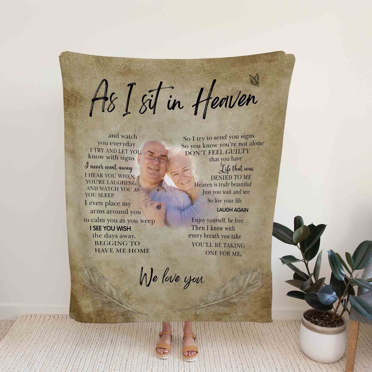As I Sit In Heaven Blanket, Custom Image Blanket, Memorial Blanket