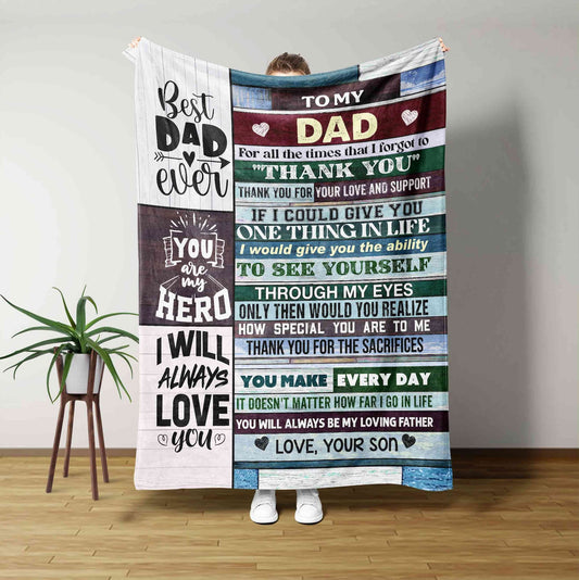 To My Dad Blanket, Custom Daddy Blanket, Gift For Dad, Father Day Gift, Gift From Son, Gift For Him, Christmas Present, Family Blanket