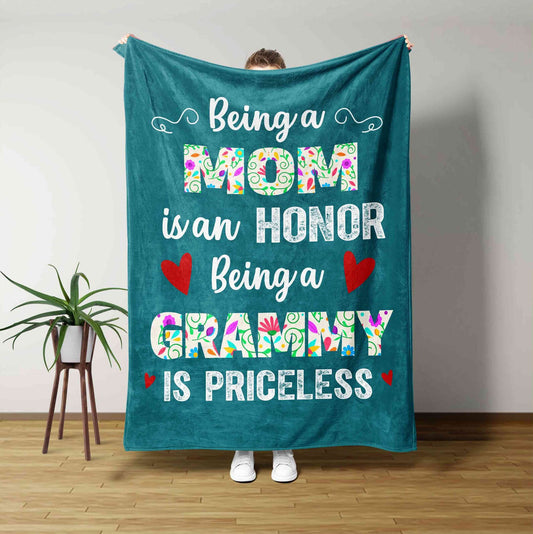 Mom Grammy Blanket, Flowers Garden Gift, Grandma Gift, Personalized Gift For Mothers Day, Personalized Kid Names Blanket, Grandmother Gift