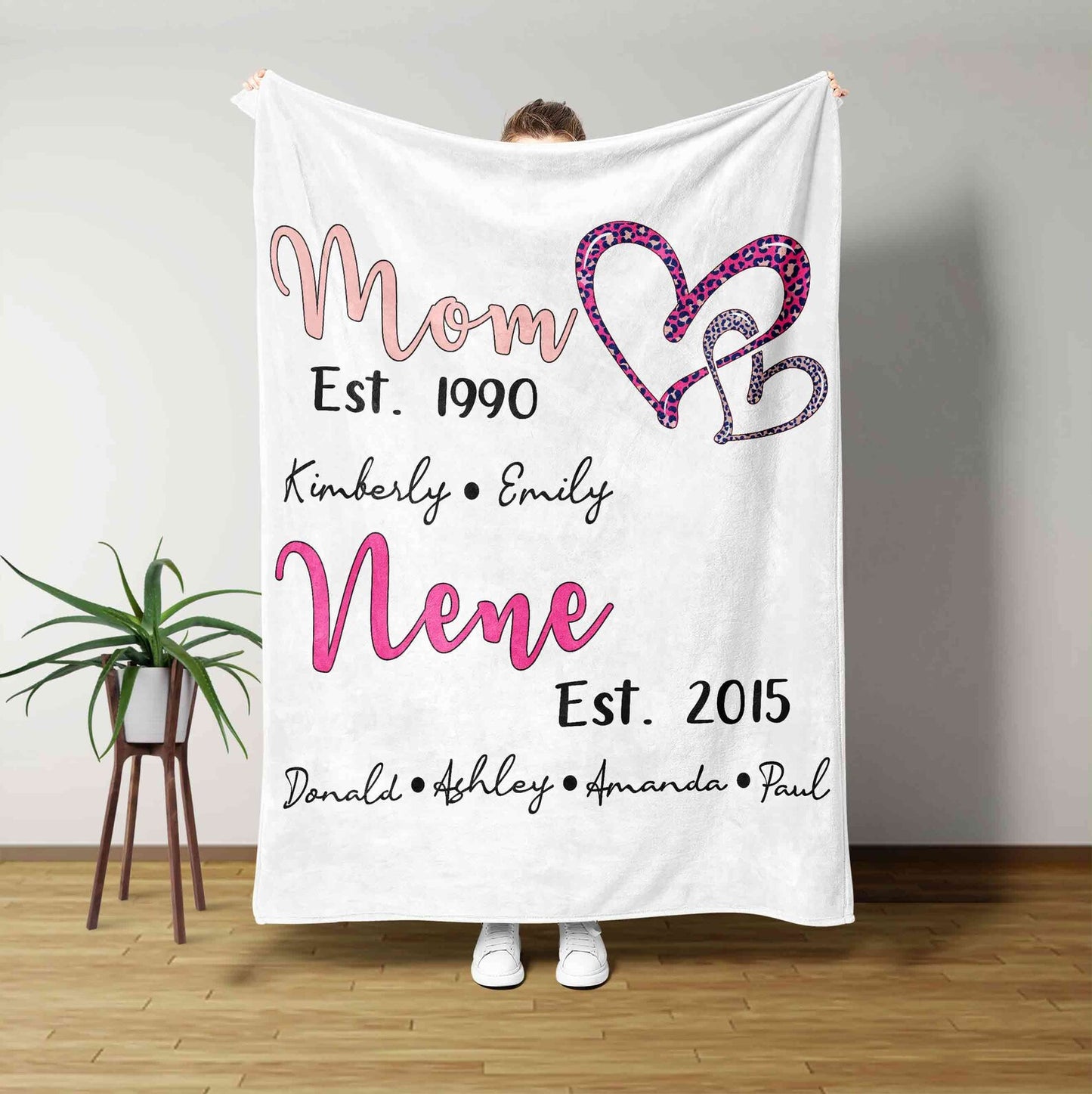 Mom Est Grandma Est Blanket, Custom Name Blanket For Mom, Mothers Day Gift,Gift For Mom, Grandma Gift,Mothers Day Blanket, New Grandma Gift