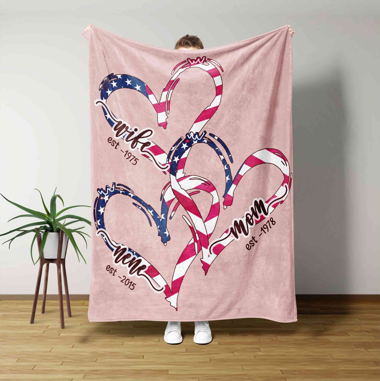 Wife Est Mom Est Grandma Est Blanket, Personalized Blanket For Grandma, Mothers Day Gift, Grandma Gift,Mothers Day Blanket, New Grandma Gift