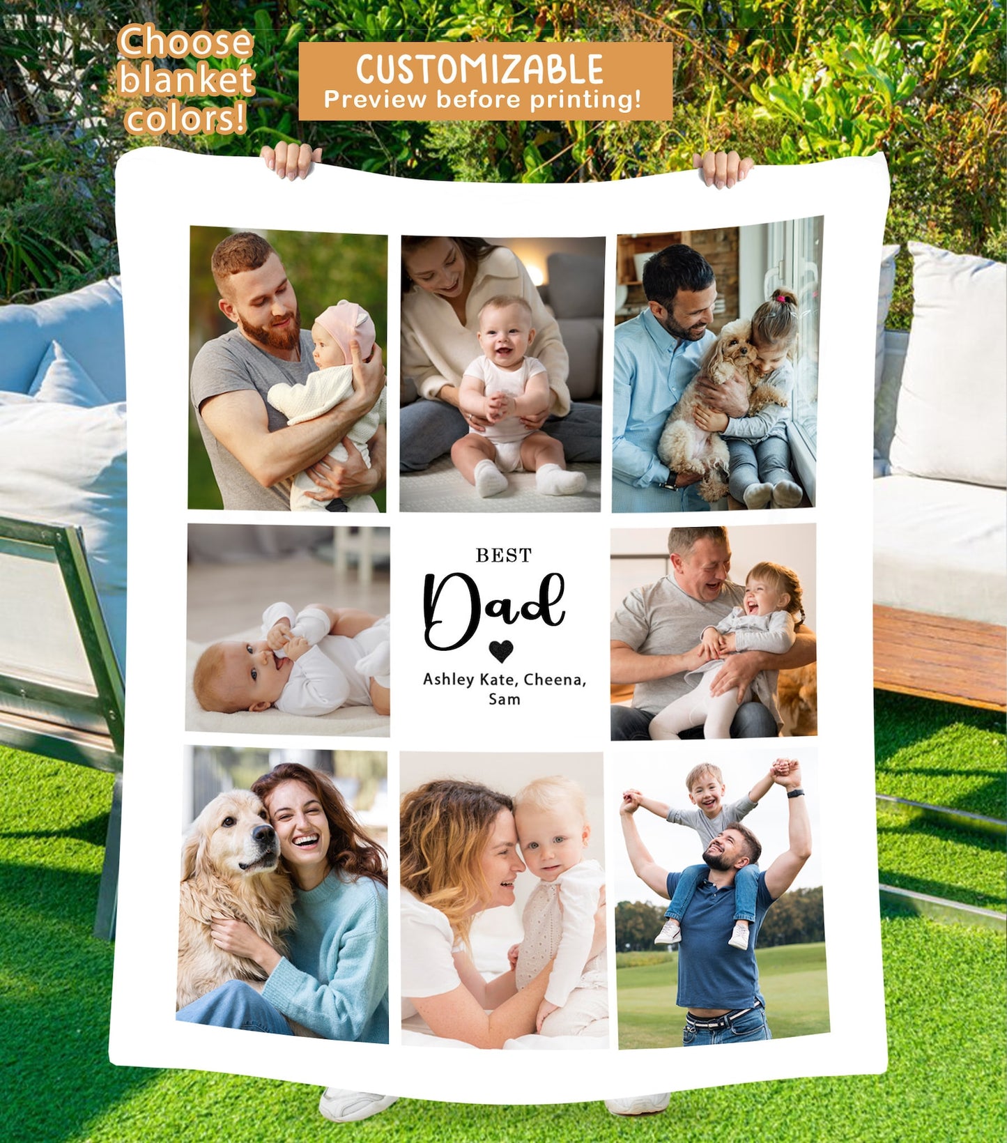 Fathers day blanket, Custom Blanket for dad, from photo blanket, dad blanket, gift for dad, gift for mother, dad birthday gift from photo