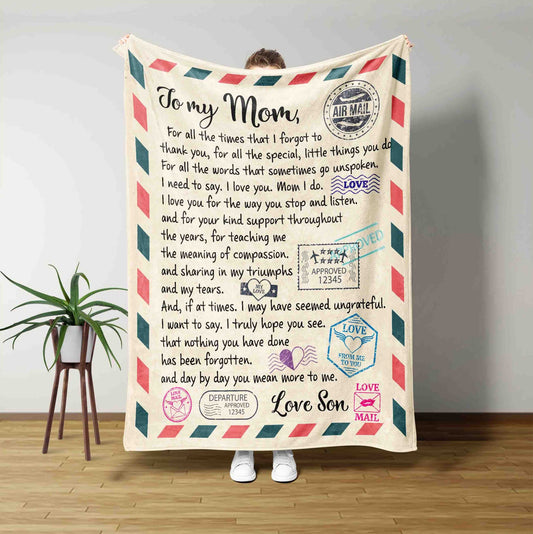 To My Mom Blanket, Mother Blanket, Letter From Son To Mom Blanket, Custom Name Blanket, Best Gift Blanket For Mother, Birthday Gift For Her