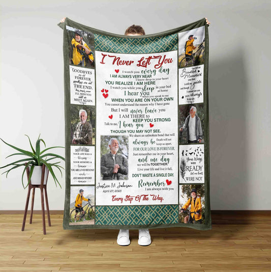 I Never Left You Blanket, Memorial Blanket, Best Sympathy Gift, Custom Photo Blanket, Remembrance Gift, Memorial Gift, Custom Name Blanket