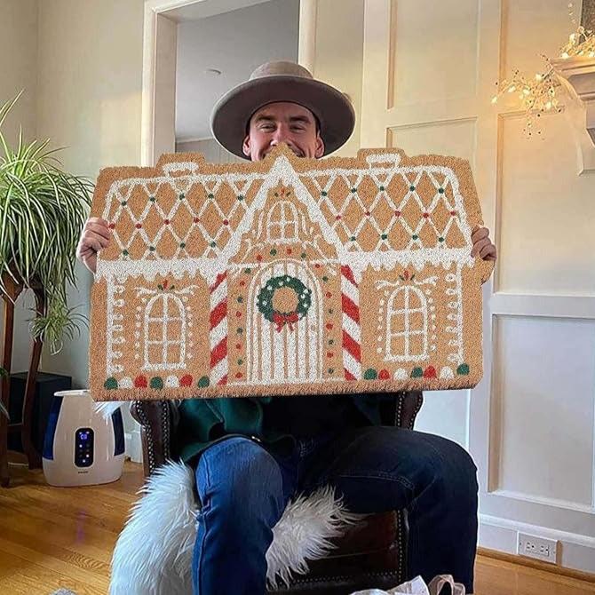Christmas Door Mat Outdoor, Eco Friendly Christmas DoorMats for Front Door, 24 X 12 Inch Welcome Matt, Doormat for Home Entrance, Durable & Anti Slip Coir Door Mats