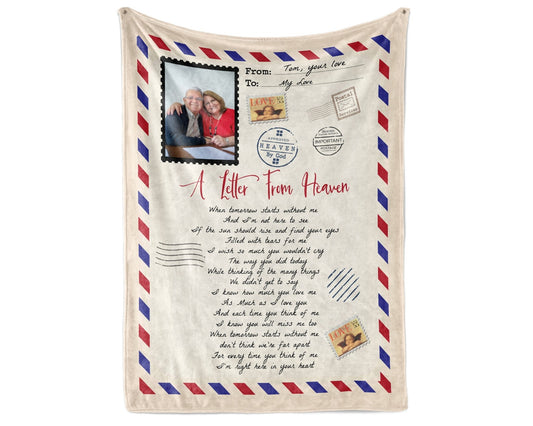 Personalized Memorial Photo Blanket, Sympathy Gift for Funeral, Fleece or Sherpa Throw, Customized Home Décor