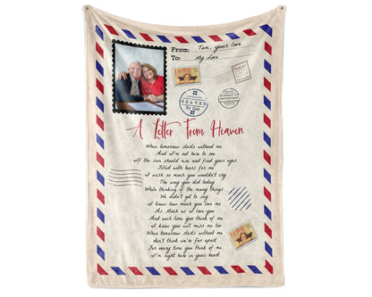 Personalized Memorial Photo Blanket, Sympathy Gift for Funeral, Fleece or Sherpa Throw, Customized Home Décor