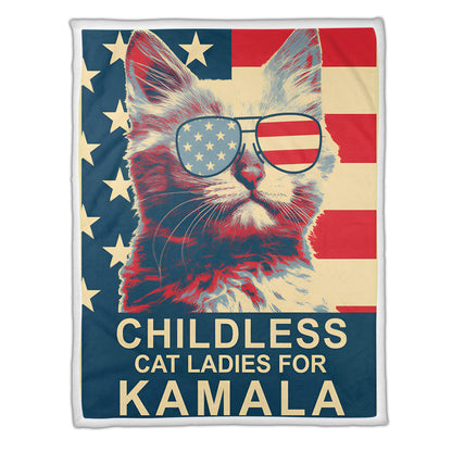 Childless Cat Ladies For Kamala Blanket, Kamala 2024 Throw Blankets, Childless Cat Ladies Vintage Blanket, Fleece Blanket Gifts