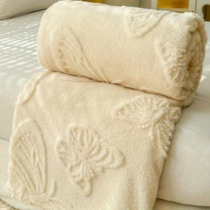 Wool Blanket, Minimalist Butterfly Long Plush Lamb Wool Blanket, Wool Throws For Sofas, Green Wool Blanket, Best Wool Throw Blanket