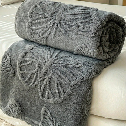 Wool Blanket, Minimalist Butterfly Long Plush Lamb Wool Blanket, Wool Throws For Sofas, Green Wool Blanket, Best Wool Throw Blanket