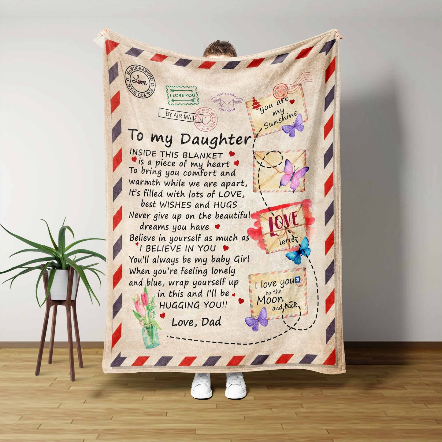 To My Daughter Blanket, Personalized Name Blanket, Letter Blanket, Dad Blanket, Family Throw Blanket, Blankets For Girls, Blanket For Gifts