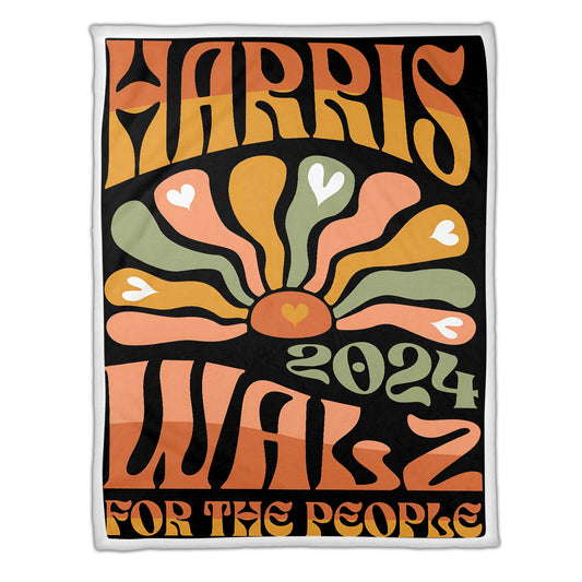 Kamala Wals For The People 2024 Blanket, Kamala 2024 Throw Blankets, Childless Cat Lady Cowboy Vintage Blanket, Fleece Blanket Gifts