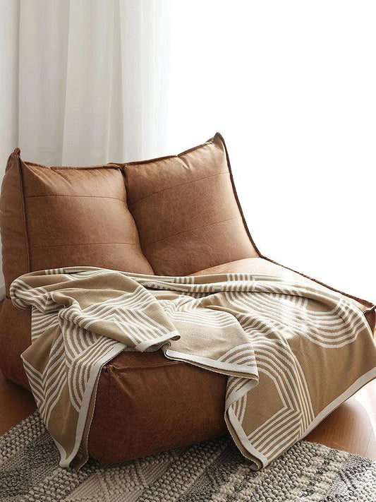 Nordic Geometric Knitted Reversible Blanket │ Luxury Throw Blanket Bedspread