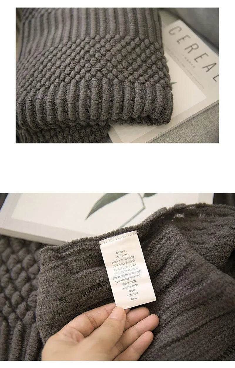 Simple Nordic Throw Blanket with Tassel │ Neutral Color Woven Blankets Bedspread